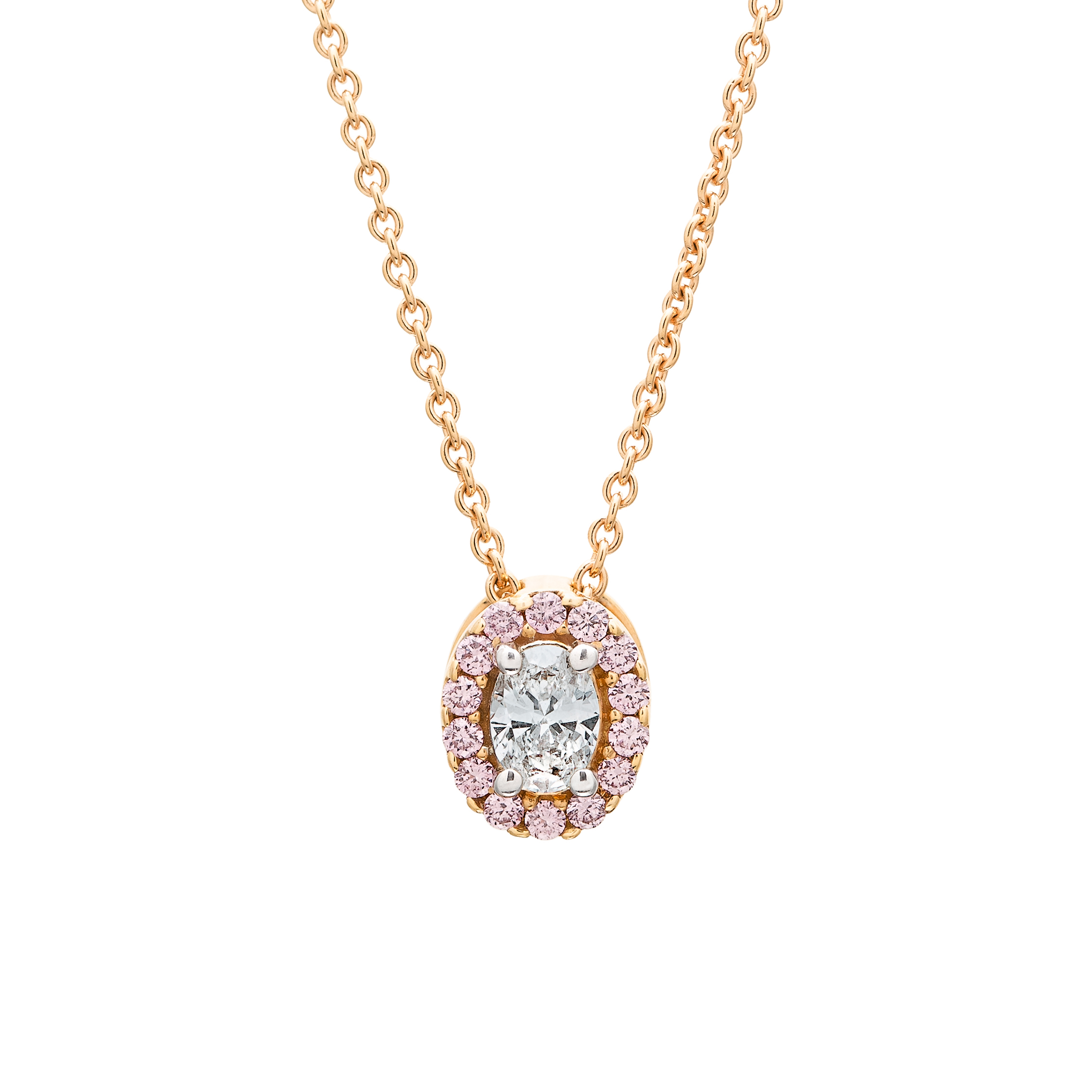Argyle Pink and White Oval Diamond Pendant - Rohan Jewellers