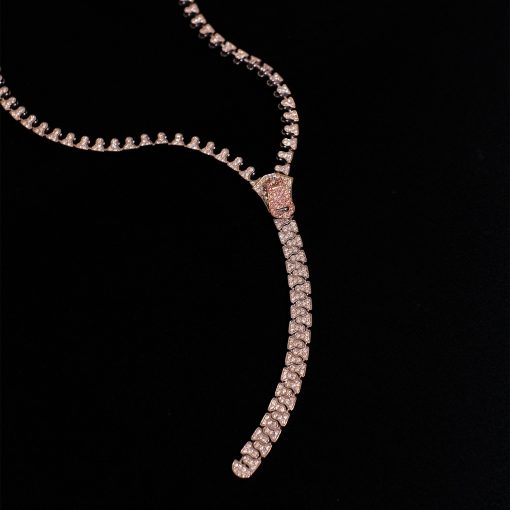 Pink & White Diamond 'Zipper' Necklace