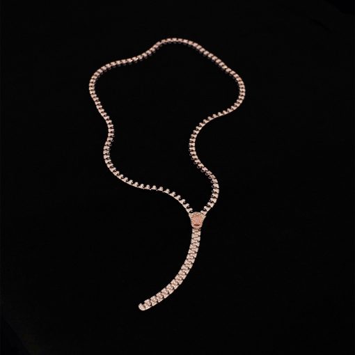 Pink & White Diamond 'Zipper' Necklace - Image 4