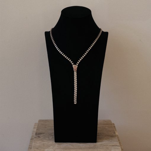 Pink & White Diamond 'Zipper' Necklace - Image 3