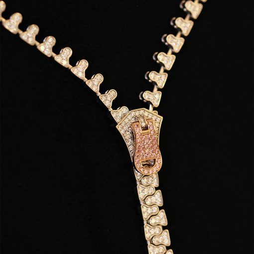 Pink & White Diamond 'Zipper' Necklace - Image 2