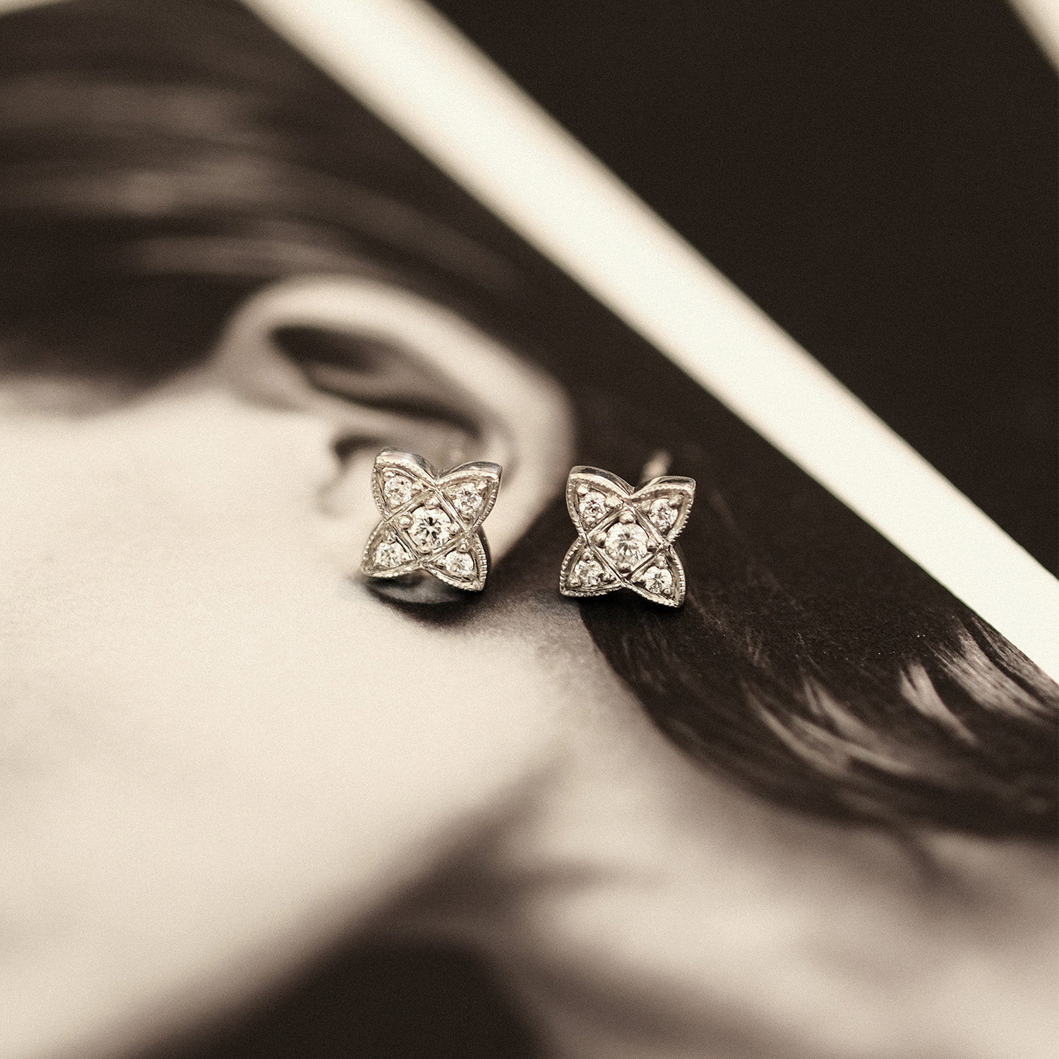 Bel Deco White Diamond Earrings